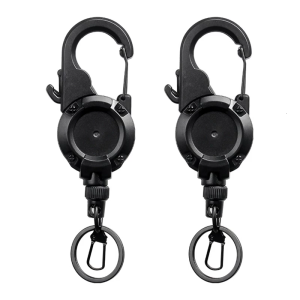 2 cái câu cá bằng ruồi nhân tạo rút lại có thể thu vào Keychain khóa rút lại chịu lực cao phù hiệu chủ anglers dụng cụ câu cá