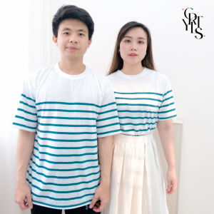 CAROTYLES S  Kaos Couple Keluarga Motif GARIS BAWAH Wanita dan Anak Lengan Pendek Katun