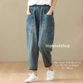 XXX Celana Jeans Monica Baggy Pants Snow Allsize Pinggang Karet. 