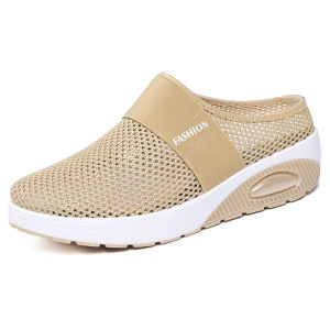 [Free Shipping] 2026 New Summer WomenS Slip-On Shoes Without Heel Thick-Soled Lightweight Air-Cushioned Mesh Surface Breathable Half-Slipper WomenS Shoes