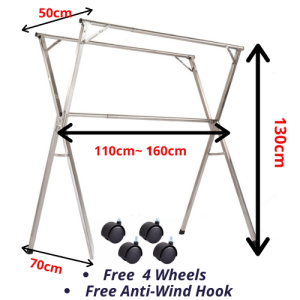 Stainless Steel Extenable / Foldable Clothes Drying Rack Hanger Indoor / Outdoor Quilt Cooling Balcony Rak Penyidai Baju