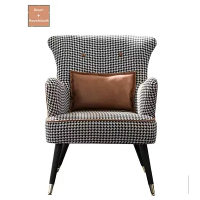 Houndstooth leather sofa armchair living room bedroom