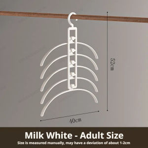 GREENSINDOOR 5-Tier Plastic Space Saving Non-Slip Clothes Hanger White Multi-Layer Wardrobe Organizer Penyangkut Baju