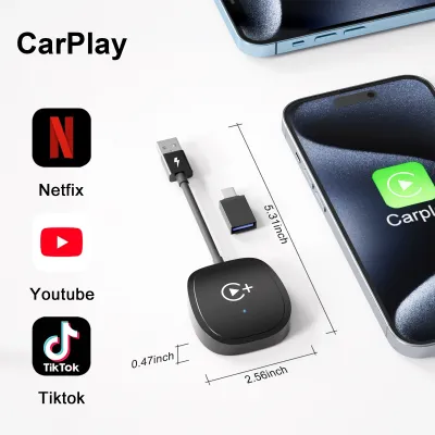 Adapter Hỗ Trợ CarPlay/Android Auto Không Dây Cho Xe Hơi Tích Hợp YouTube/Netflix/TikTok - Xuất Xứ Trung Quốc