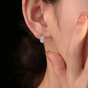 ต่างหูคริสตัลรูปวงรีสีเงินต่างหูแบบห่วงสำหรับสำหรับผู้หญิงของขวัญแฟชั่น