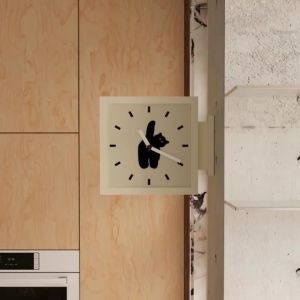 Sacesr Simple Wall Clocks Corner Double-sided Silent Wooden Frame Cat Wall Clocks Art Cartoon Modern Bedroom Living Room Decoration 3H4K8