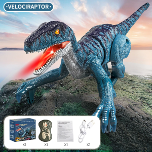Leiao UT【🔥READY STOCK 🔥】Mainan Remote Dinosaurus Laser Tracking Remote Control Dinosaur Toys for Kids 2.4GHz Robot Walking Dinosaur Toys Simulation Velociraptor Christmas Gifts for Boys 3-5