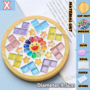 【🇲🇾 MY Stock】DIY Toy For Kid Handmade Cup Mat Creative Material Wooden Glass Mosaic Tile Coaster Home Decoration Gift Early Education DIY Art And Craft