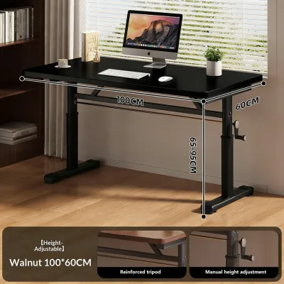 Liftable Computer Desk Manual Height Adjustable Table Thickened Board Ergonomic Standing Workstation for Laptop Desktop Study Gaming Home Office Student Stable Durable Easy Assembly Modern Design