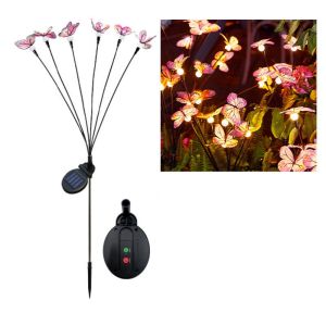 OKDEALS01 6/9 Head Butterfly Solar Garden Lights Waterproof 8 Light Modes Solar Decorative Lights Energy Saving Realistic Solar Landscape Lights Patio Decor