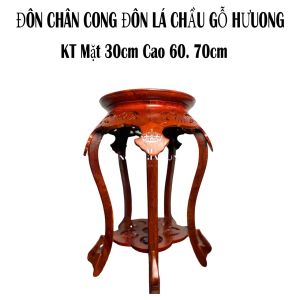 Đôn lá trầuKỷ tròn lá trầu gỗ gõ mặt 30cm cao 6070