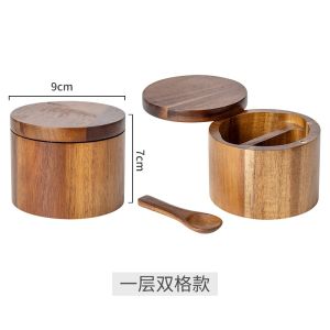 #Hot selling# Acacia wood salt shaker solid wood seasoning wooden pepper shaker kitchen seasoning bottle salt storage spice jar dayuan