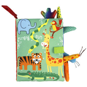 KiddoZone Soft Baby Cloth Books Early Learning Sensory Educational Toys Animal Cloth Book Fabric Books Kids Cartoon Animal Toy Book Rustle Sound 3D Tail Educational Touch and Feel Crinkle Books for Boys & Girls Toddler Infants Baby Children Toys