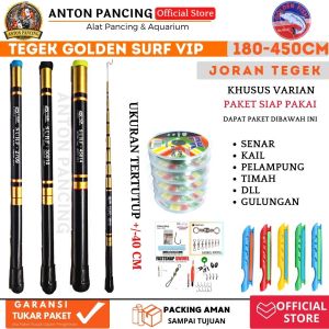 Joran Tegek Surf Golden Vip 180 210 240 270 300 360 450 Cm Ruas Pendek Ringan Dan lentur Fiber