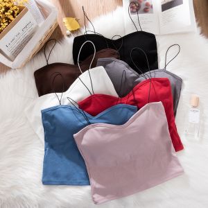 🎉 ทรงเสื้อสายเดี่ยวแฟชั่นผู้หญิง 🎉 ผ้าร่อง ฟองน้ำถอด และงานเซ็กซี่ สร้างประสบการณ์ A88