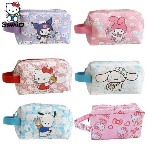 Sanrio กระเป๋าแต่งหน้า Kawaii Kuromi Cinnamoroll My Melody Hello Kitty กล่องดินสอ Pochacco เหรียญกระเป๋าสตางค์สาวของขวัญวันเกิดคริสต์มาส