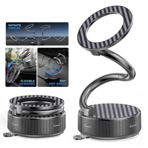 Vacuum Car Magnetic Suction Phone Stand S-Shaped 360° Rotation Portable Foldable Mount Mobile Phone Holder Suction Cup Car Navigation Mobile Phone Holder【COD】