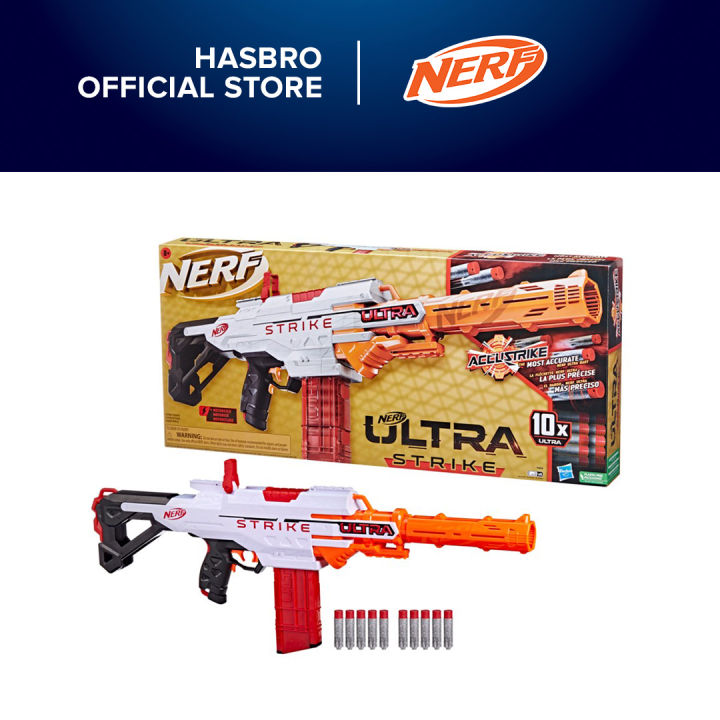 Nerf Ultra Strike - Blaster Motorisé 10 Fléchettes - Chargeur Amovible - Fléchettes AccuStrike Précises