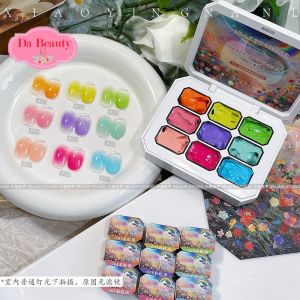 สีเจลเพ้นท์ สีเจลทำออมเบรย์ สีเจลไล่สี ใช้ทาได้ สีสดใส แบบตลับ 9สี
