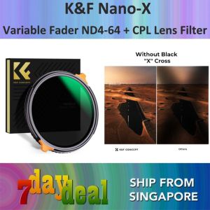 K&F Nano-X Fader ND4-ND64 + CPL Lens Filter (Variable ND + Circular Polarizer)