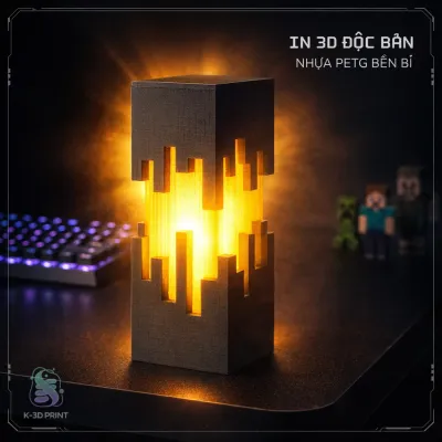 Đèn Ngủ Minecraft Pixel Art LED - Đèn Decor Góc Máy Gaming In 3D Độc Bản - Quà Tặng Độc Đáo Cho Game Thủ