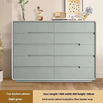 Full Solid Wood Cream Cabinet Storage Italian Style Chest Drawer