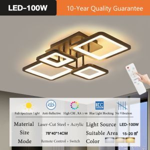 Modern LED Ceiling Chandelier Energy Saving 3 Color Dimmable for Living Room Bedroom【Fast Delivery】