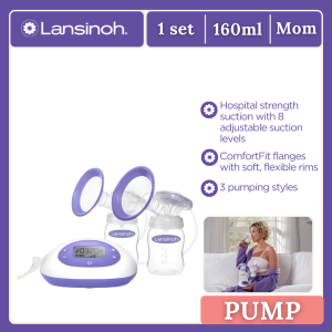 Lansinoh Hospital Grade Portable and Lightweight 2-in-1 Electric Breast Pump with 3 Pumping Styles and 8 Suction Levels for Comfort - BPA and BPS Free (with free tote bag)
