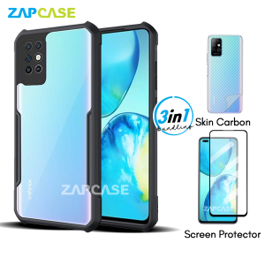 3in1 Case Infinix Note 8 Armor Fushion Casing Free Tempered Glass Dan Skin Carbon