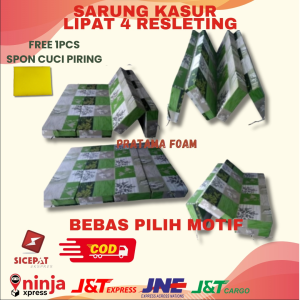 SARUNG KASUR LIPAT COVER KASUR LIPAT 4 RESLETING BEBAS PILIH MOTIF BONUS SPON CUCI