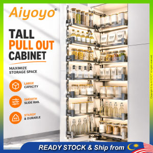 Slide Large Tall Unit Pull Out Basket Rak Bakul Tarik Kabinet Dapur Soft Close Tempered Glass Aluminium Alloy 5/6 Layers 10/12 Baskets