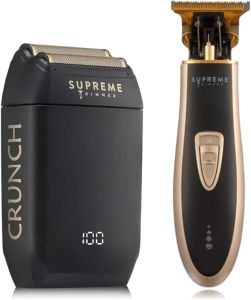 Supreme Trimmer 2-in-1 T-Shaper Trimmer & Crunch Foil Shaver    STF602 Electric Razor & ST5206 DLC Beard Trimmer Barber Haircut Kit    Black