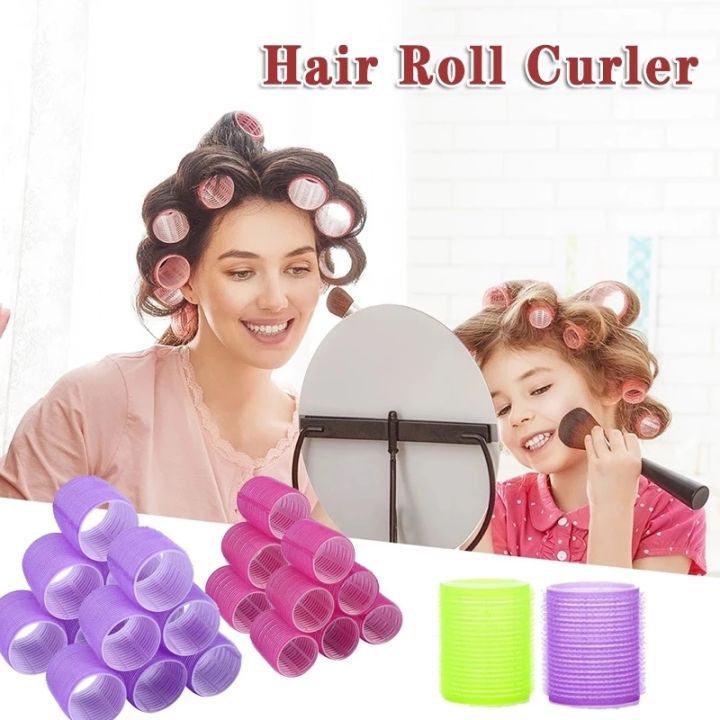 3/6/12Pcs Hairdressing Self-adhesive Hair Curlers Scrunchies Hair