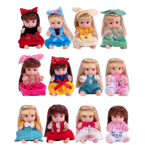4Inch Reborns Doll Set of 6 Educational Pretend Play Doll Gift Set for Toddler Birthday Party Favor Present Supply