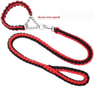 Bộ dây dắt cho Chó Lớn kèm vòng cổ bằng 8 sợi dây thừng bện chắc chắn - Love Pets Shop