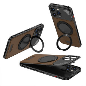 Ốp lưng Màu xám titan tự nhiên cho iPhone 15 Pro Max 14 13 15Pro 14 Pro Max Phụ kiện điện thoại da mạ Chống Sốc + Ốp matel cho Iphone 15 14 13 11 12 Pro Max MagSafe sạc không dây acrylic với Giá đỡ nhẫn matel