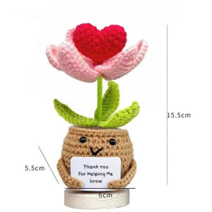 Handmade Emotional Support Crochet Potted Flower Plant Cute Doll for Birthday Gift Office Desk Decor Students Kids Prize