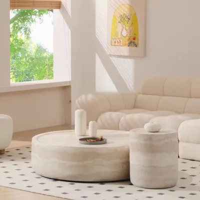 Stone Coffee Table Living Room Light Luxury Modern Round Creative Coffee Table Side Table