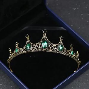 Vương miện đội đầu phong cách Baroque cổ điển hợp kim đính đá pha lê phụ kiện vương miện nhỏ công chúa dùng cho biểu diễn sân khấu trang sức cô dâu.