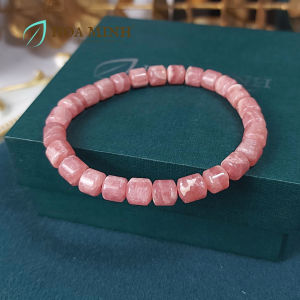 Vòng tay đá Đào Hoa Rhodochrosite thiên nhiên lu thống 6x6 li hợp phong thủy mệnh Hỏa Thổ | Hoa Minh Gem
