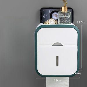 กล่องทิชชู่ติดผนัง (ส่งจากไทย) - ไม่ต้องเจาะ กันน้ำกันสกปรก - มีที่จัดเก็บในตัว G3567