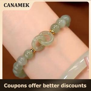 【 CANAMEK 】 Lucky Bead Bracelet For Women Exquisite Chinese Style Heart Buckle Bracelet Bangle Fashion Jewelry Accessories Gift