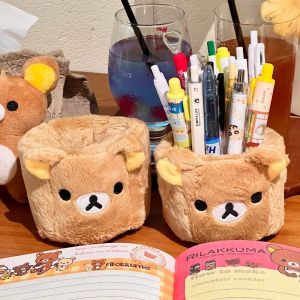 Hoạt Hình Rilakkuma Sang Trọng Đựng Bút Để Bàn Người Tổ Chức Dung Tích Lớn Bút Hộp Bảo Quản Mỹ Phẩm Bàn Chải Tổ Chức Hộp Nghiên Cứu Ký Túc Xá Phụ Kiện