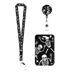 เคสป้องกันตัวยึดแบบหดได้ฮาโลวีนพร้อมสายคล้องคอแบบถอดได้สำหรับงานปาร์ตี้ฮาโลวีนสำนักงานโรงเรียน