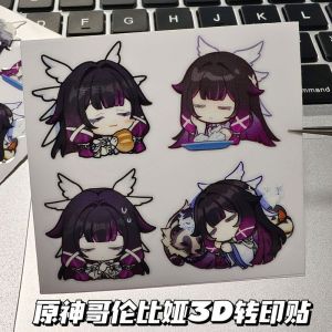 Moon Maiden Columbina 3D Waterproof Transfer Sticker Set Anime Chibi Phone Laptop Tablet Skin Cute Cartoon Decals Gift