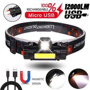 USB Charging Headlight Magnet Work Light LED Waterproof Strong Headlight Head-mounted Flashlight
