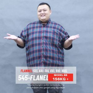 KEMEJA FLANEL JUMBO PRIA LENGAN PENDEK