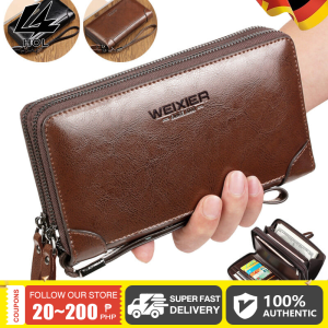 Zipper wallet mans Luxury clutch man long wristlet phone wallet for men leather male clutch business card holder brand