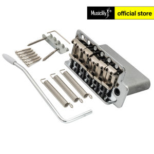 Wilkinson M Series 52.5mm(2-1/16 inch) String Spacing 6-Screw Vintage Bent Saddle Guitar Tremolo Bridge with Push-In Arm 36mm Block for Strat Style Electric Guitar