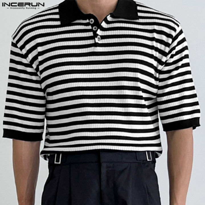 [Perfectly] INCERUN Men's Simple Knitted Striped Printing Patchwork ...